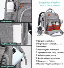 Nappy Bag Changing Bag Backpack (UK Company) Baby Diaper Bag With 9 Pockets Grey