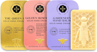 Moisturising Solid Hand Cream Bars  For Dry & Sensitive Hands  Golden Rosewood, Gardeners, Queen Bee Scent  Natural Hand Cream  No Sticky Residue  Luxury Gift  Cruelty Free