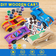 Klever Kits 4 PC Racing Cars Painting Kit, Arts and Crafts for Kids Age 6-12,Paint Your Own Wooden Cars, Car Activities for Kids,Birthday Creativity Presents for Boys Ages 6 7 8 9 10 11 12