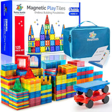 Magnetic Tiles 125 PCS (XL SET), Magnetic Tiles for Kids, Toy for 3 4 5 6 7 8 Year Old Boys & Girls, Magnetic Tiles Building Set, Great Gift for Kids Aged 3-8, Gift Box, + Bonus Zippered Carrying CASE