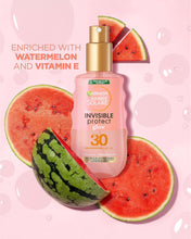 Garnier Ambre Solaire Invisible Protect Glow Transparent Sun Cream Spray SPF30, Quick Dry, High Sun Protection Factor 30, Water Resistant, Non Sticky Sunscreen, Watermelon, UVA & UVB Protection, 150ml