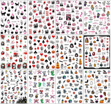 JMEOWIO 12 Sheets Halloween Nail Art Stickers Decals Self-Adhesive Skull Cute Horror Ghost Pumpkin Pink Nail Supplies Nail Art Design Decoration Accessories