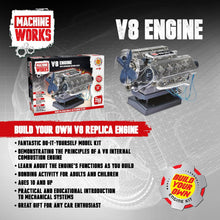 Machine Works Build Your Own V8 Engine Toy - Replica Model Building Kit - Features Augmented Reality, Sounds and Illumination, 4 Modes, 250+ Pieces, 10+ Years