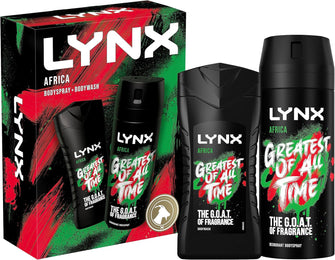 LYNX Africa Duo Body Spray Gift Set Body Wash and Deodorant perfect for his daily routine 2 piece