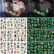 Luminous Super Mario Tattoos for Kids 12 Sheets,Cute Mario Temporary Childrens Tattoos Stickers,Glow Transfer Tattoos for Children Party Bag Fillers Birthday Gift Favour Supplies