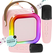 Kids Karaoke Machine 2 Microphones: Gift for Girls Boys Kids Birthday Present - Mini Karaoke Machine with Karaoke Wireless Microphones - Portable Music Speaker Toy for Ages 3-12 Children - Pink 2 Mics