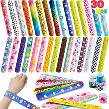 JOYIN Slap Bands, 30pcs Slap Bracelets Super Slap Wrist Bands with Colorful Hearts Animal, Party Bag Fillers for Kids (30 Designs) Birthday Party Favours Pack, Easter Basket Stuffers