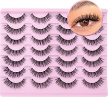 Goddvenus Eyelashes 14 Pairs False Eyelashes Natural Russian Strip Lashes Clear Band Cat Eye Lashes 3D Short Lashes Fluffy Wispy Eyelashes