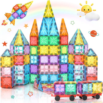 Lovchil Magnetic Building Blocks 61PCS Magnetic Tiles Set for Kids Preschool Construction Educational Toys for 3 Years Old Boys and Girls for 4 5 6 7 8 Toddlers