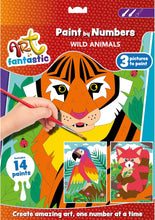 Curious Universe Art Fantastic Wild Animals Triple Set - Paint by Numbers for Children - Painting by Numbers Activity Set for Kids Age 6-14 - Arts and Crafts Gifts - Includes 3 Pictures & 14 Paints