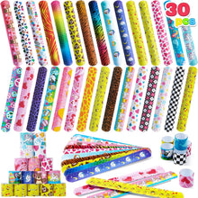 JOYIN Slap Bands, 30pcs Slap Bracelets Super Slap Wrist Bands with Colorful Hearts Animal, Party Bag Fillers for Kids (30 Designs) Birthday Party Favours Pack, Easter Basket Stuffers