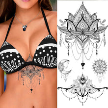 LAROI 10 Sheets Black Indian Lace Temporary Tattoos Flower Mandala Flower DreamCatcher Tattoos Temporary Adults Stickers Peony Girlsboys Body Art Arm Waterproof Tatoo Fake Jewels Wedding Brides