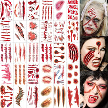 LAROI 215+ PCS 30 Sheets Scary Fake Scars Tattoo Temporary Halloween Makeup Kit, Fake Stitches Tattoos 3D Cut Face Wound Blood Chucky Scars Tatoos For Kids Women Men Boys Girls Zombie Makeup Sticker