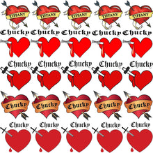 LAROI 25 PCS Bride Of Chucky Tattoo Heart For Women Girls Kids, Tiffany Costume Bride of Chucky Accessories, 3D Halloween Face Tattoo Makeup Kit Fake Chucky Heart Tattoo Stickers Decals