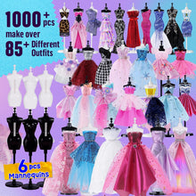 1000+Pcs - Fashion Designer Kit for Girls with 6 Mannequins- Creativity DIY Arts & Crafts Kit Learning Toys Sewing Kit for Kids- Teen Girls Kids Birthday Gift Present Age 6 7 8 9 10 11 12+