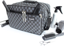 Kassaki Pro Hairdressing Tool Carry Hair Equipment Salon Storage Travel Bag Case Black and Grey Check