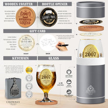 CROWNLY CRYSTAL 2007 18th Birthday Gifts Personalised Gifts Beer Glasses 18th Birthday Decorations Friend Birthday Gifts 18th Birthday Gifts for Brother Gifts for Men Personalised Glass Mens Gifts