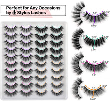 JIMIRE 20 Pairs False Eyelashes 4 Styles Fluffy Eyelashes Pack 3D Volume Faux Mink Lashes Packs