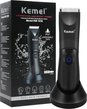 KEMEI Body Hair Trimmer Men, Balls Shavers, Electric Body Shavers for Beard and Pubic Area, Detachable Ceramic Blade, LED Light, IPX7 Waterproof Wet/Dry Groomer, Gift for Him