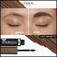 L'Oral Paris Volumising Brow Mascara, Longwear Brow Gel for Fuller Looking Eyebrows, Up To 24 Hours Wear, Water Resistant, Infallible Brows, 5 ml, Shade: 5.0 Light Brunette