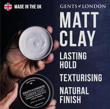 Hair Clay For Men, Matte Putty, Medium Hold Carbon Clay, Gents of London Texture Enhancing Mens Hair Clay, Authentic Styling Matt Clay Hair Wax  Grooming Products for Men, Hair Styling Clay 75g