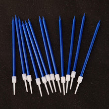 LUTER Metallic Candle Long Blue Candle Birthday Candles with Holder Cake Candles for Wedding Birthday Party Decoration (24 Pieces)