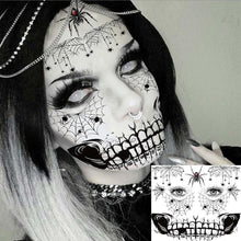 COKTAK 4 Sheet Scary Halloween Face Tattoos For Women Men Adults, Fake Wound Scars Witch Makeup For Halloween Chucky Zombie Makeup Kit, 3D Spider Web Face Tattoo Sticker Halloween Face Decals Paint