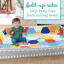 Infantino - Foldable Soft Foam Mat - Baby Play Mat - Extra Large - Double-Sided Cushioned Portable - Fold-Up Sides - Non Slip Crawling - Infants & Toddlers - Multicolor