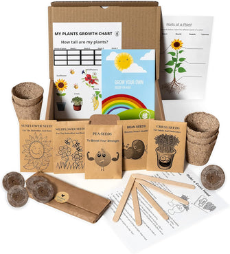 Kids Gardening Set, Grow Your own kit for Children, Wildflower Seeds, Garden Set for Kids, Seed Kits for Kids, Kids Survival kit, Childrens Gardening Set, Kids Activity Pack (Grow Your Own Deluxe)