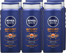 NIVEA MEN Sport Shower Gel Pack of 6, Refreshing Body Wash with Lime Scent, All-in-1 Shower Gel for Men, Strong NIVEA MEN Shower Gel