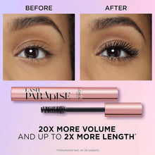 L'Oral Paris Intense Volume Mascara, Volumising and Lengthening, Infused with Castor and Floral Oils to Condition Eyelashes, Suitable for Sensitive Eyes, Soft Fibre Brush, Lash Paradise, Black