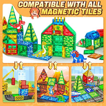 Magnetic Tiles Dinosaur Toys Magnet Tiles for Kids Ages 3-5 4-8 5-7, Dinosaur World Magnetic Building Blocks Montessori Educational Toys 3+ Year Old Boys & Girls Toddlers Kids Christmas Birthday Gifts