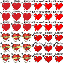 COKTAK 36 PCS Bride of Chucky Tattoo Heart For Women Men Kids Adults, Halloween Zombie Chucky Makeup Kit, Tiffany Costume Chucky Heart Temporary Tattoos Stickers, Bride of Chucky Halloween Costume