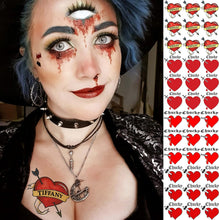 COKTAK 36 PCS Bride of Chucky Tattoo Heart For Women Men Kids Adults, Halloween Zombie Chucky Makeup Kit, Tiffany Costume Chucky Heart Temporary Tattoos Stickers, Bride of Chucky Halloween Costume