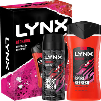 LYNX Recharge Duo Deodorant Gift Set Body Wash & Body Spray perfect for his daily routine 2 piece