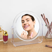 DOZTI Magnifying Makeup Mirror Two Sided bathroom shaving Mirror 360 Rotating Table vanity cosmetic dressing table circle mirror for styling hair beauty or plucking eyebrow