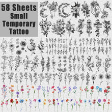 Acevegue 74 Sheets Temporary Tattoos for Women, Half Arm Flower Rose Fake Tattoo Sleeve, Realistic Small Tiny Branch Wild Plant Semi Permanent Transfer Tattoo Stickers for Adults&Girls Body Makeup Art