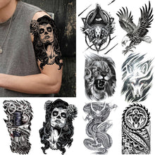 LAROI 50 Sheets Animals Black Temporary Tattoos For Men Adults Tribal Ealge Dragon Fake Small Temporary Tattoos For Women Neck Arm Thigh Flower Tattoo Sticker For Kids Boys Halloween Tatoos Wolf Lion