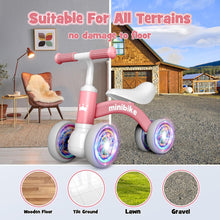 HappyGoLucky Baby Balance Bike 1 2 Year Old, 4 Wheels Lighting Ride On Toys for 1 2 Year Old Girls Gifts, Toddler Toys 1 2 Year Old Girl Toys Age 1-2, Baby Toys 10-36 Months Old Tricycles