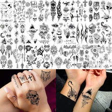 Geweir 52 Sheets Tiny Hands Small Black Temporary Tattoos For Women Finger Art Men Adults, Kids Water Transfer Fake Tattoo Stickers Gadgets, Realistic Moon Crown Animals Flower Tattoo Skull Butterfly