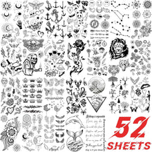 EGMBGM 52 Sheets Tiny Small Temporary Tattoos For Kids Boys Girls, Tribal Animals Butterfly Anchor Compass Tattoo Stickers For Men Women, 3D Cute Flower Fake Face Tatoo Kits Sets For Neck Arm Hands