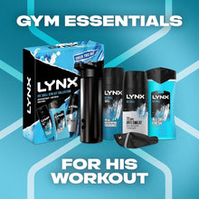 LYNX Ice Chill Gym Collection Deodorant Gift Set Water Bottle, Towel, Body Wash, Body Spray & Anti-Perspirant perfect for his daily routine 3 piece