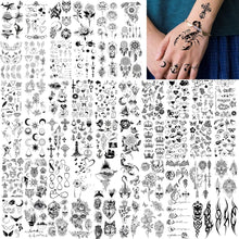 Geweir 52 Sheets Tiny Hands Small Black Temporary Tattoos For Women Finger Art Men Adults, Kids Water Transfer Fake Tattoo Stickers Gadgets, Realistic Moon Crown Animals Flower Tattoo Skull Butterfly