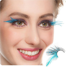 Dorisue Eyelashes Sexy Blue Point Peacock Prints Volume Feather eyelashes Extra extension false eye Makeup Blue Color One Pair