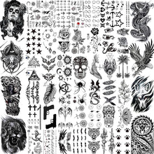 LAROI 50 Sheets Animals Black Temporary Tattoos For Men Adults Tribal Ealge Dragon Fake Small Temporary Tattoos For Women Neck Arm Thigh Flower Tattoo Sticker For Kids Boys Halloween Tatoos Wolf Lion