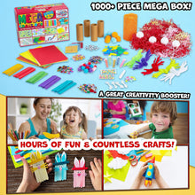 Arts and Crafts for Kids 1000+ Pieces - Pom Poms, Pipe Cleaners, Tissue Paper, Gem Stickers, Shredded Paper, Craft Sticks - Art Supplies Craft Kits for Kids