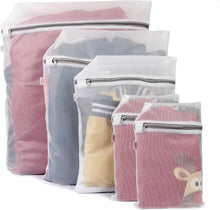 Magnificent 5 Set Mesh Laundry Bags for Washing Machine- Reusable Laundry Bags with Zips- Delicates Laundry Bag for Baby Clothes Toys Underwear Blouse Bra Lingerie Hosiery Travel Storage Organization