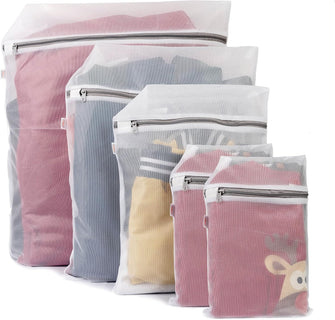 Magnificent 5 Set Mesh Laundry Bags for Washing Machine- Reusable Laundry Bags with Zips- Delicates Laundry Bag for Baby Clothes Toys Underwear Blouse Bra Lingerie Hosiery Travel Storage Organization