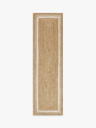 John LewisJute Border Runner Rug, L240 x W70 cm, Ivory