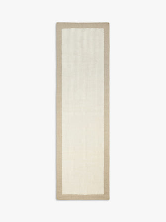 John LewisFlatweave Border Runner Rug, Neutral, L240 x W70 cm